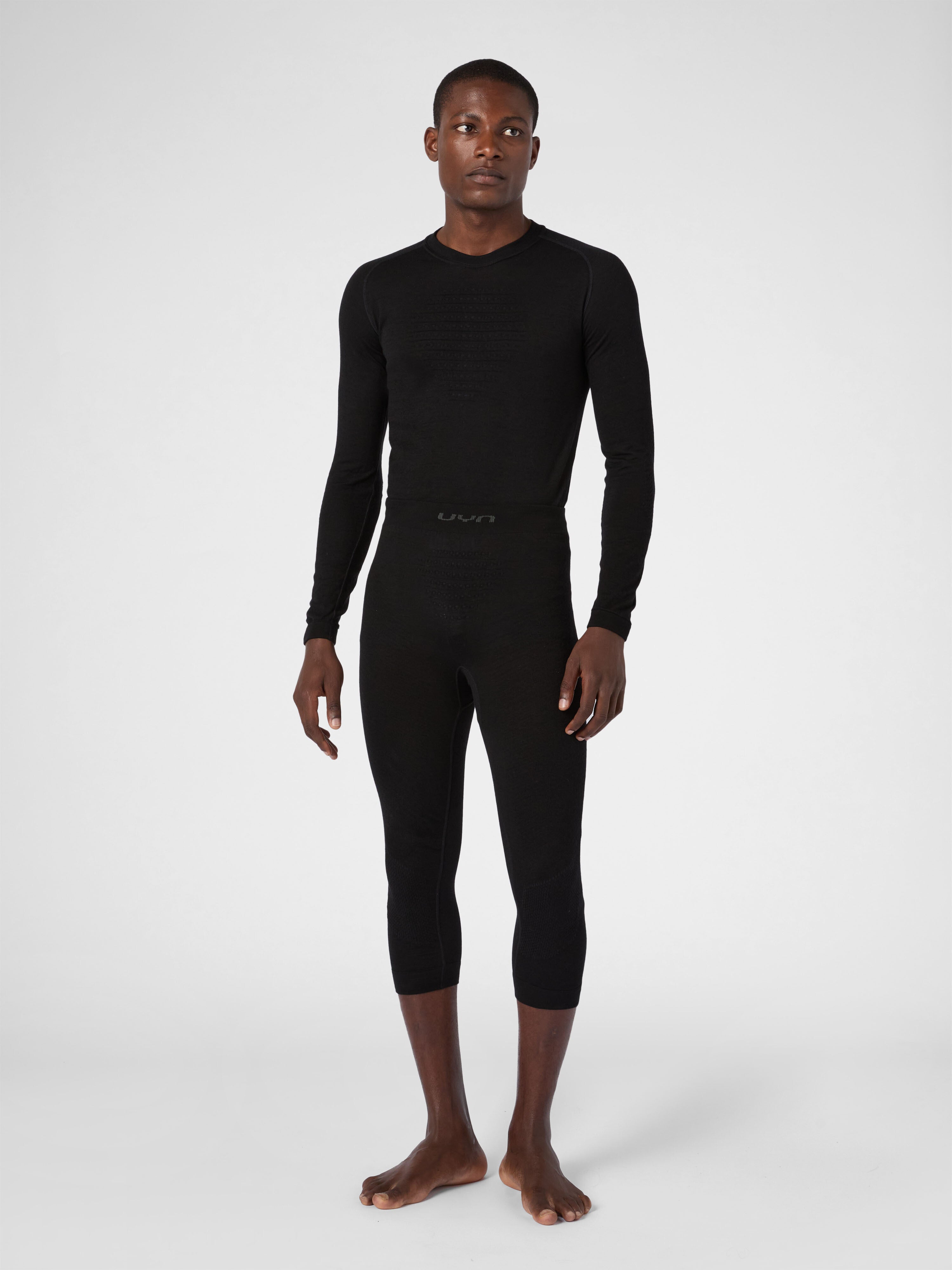 Con-ta Pantaloni Termici Uomo In Mélange Nero - Morbidi E Caldi Per Inverno E Sport